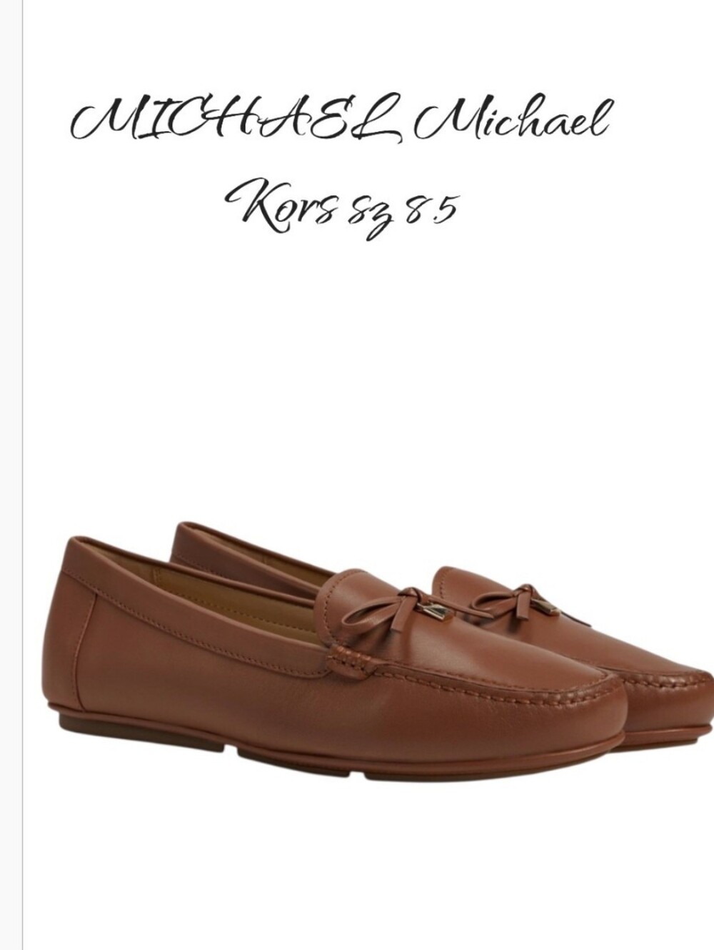 MICHAEL Michael Kors Juliette Leather Moc Loafer Flats Luggage Brown 8.5 New
